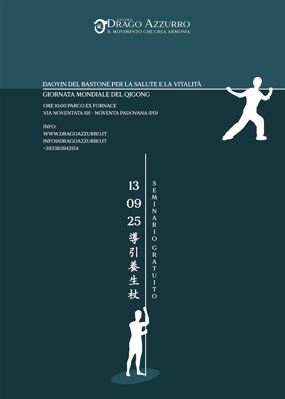 QiGong Day 2025 | Corsi di ginnastica del benessere, ginnastica dolce, posturale, pilates, ginnastica per parkinson | Arti marziali cinesi, Taiji Quan, QiGong, DaoYin e difesa personale | Camin, Camponogara, Campolongo Maggiore, Dolo, Fossò, Fiesso d'Artico, Legnaro, Noventa Padovana, Padova, Ponte di Brenta, Ponte San Niccolò, Sandon, Venezia, Vigonovo, Villatora, Saonara, Stra.
